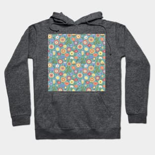 Bright color background of wildflowers doodles Hoodie